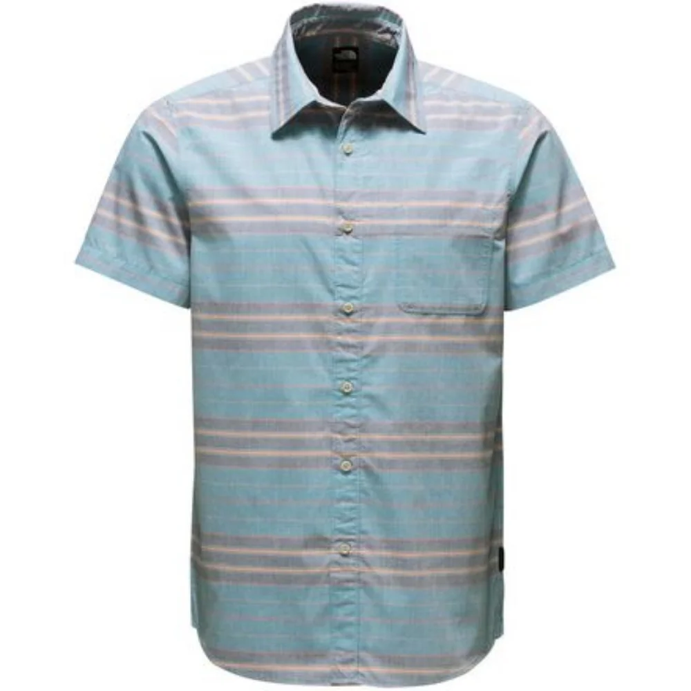 The North Face Chambray Pursuit Men's Medium‎ Short Sleeve Button Up Shirt Blue